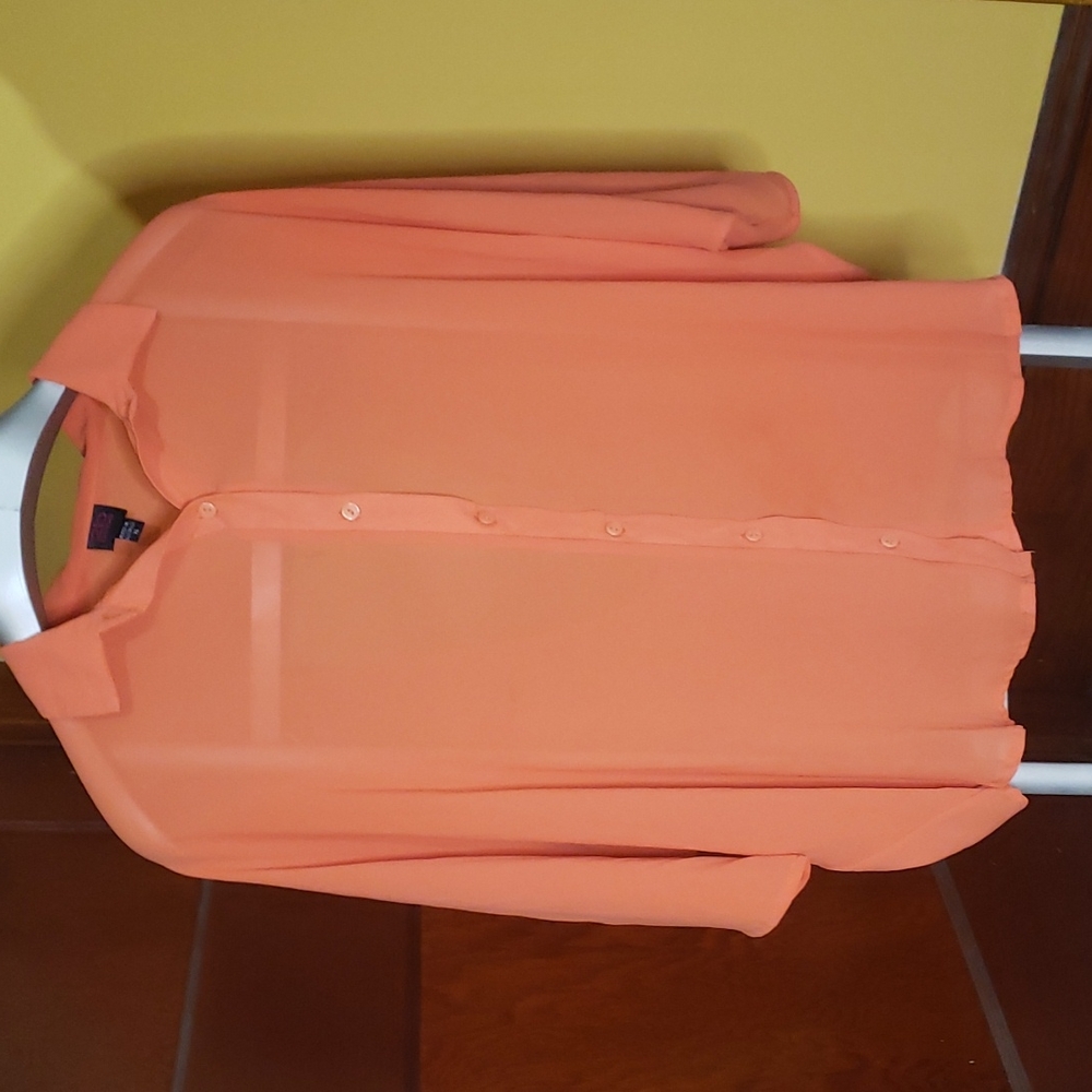 2b Bebe peach/ orange sheer top XL
